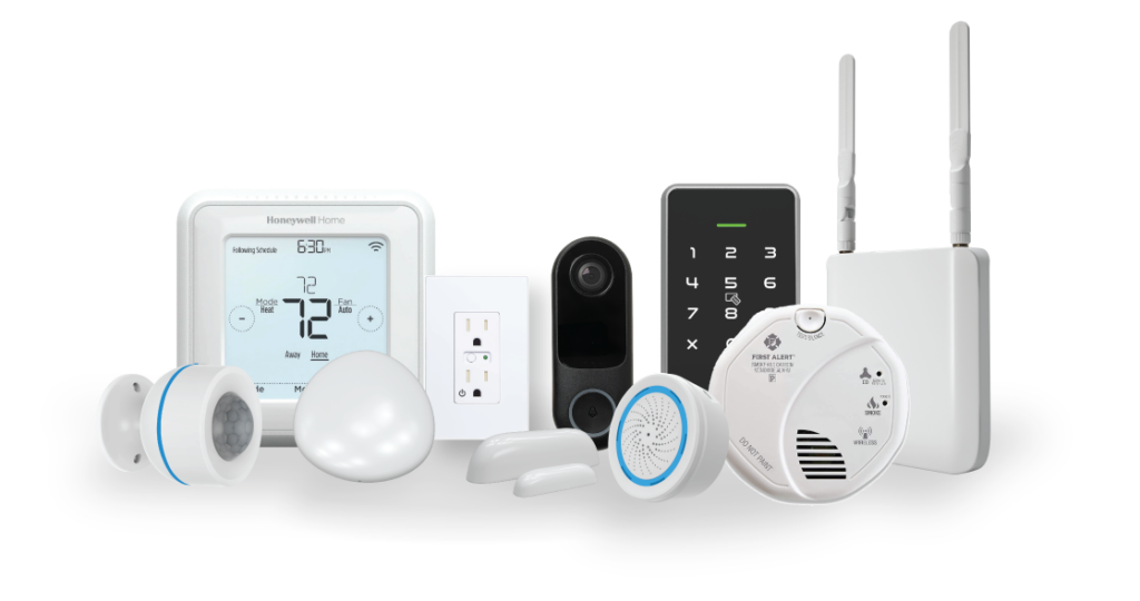 Rently smart home devices - smart thermostat, hub, leak sensor, motion sensor, contact sensor, video doorbell, smoke alarm, common area access panel