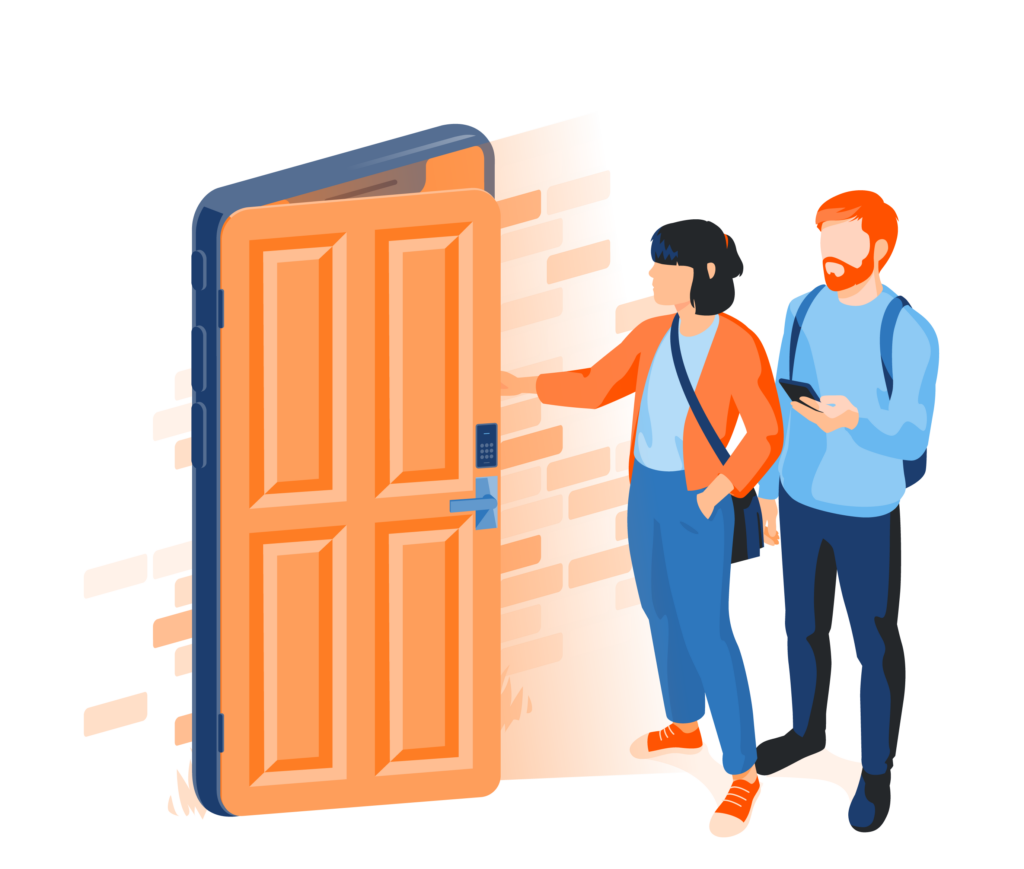 Couple of renters take a self guided tour