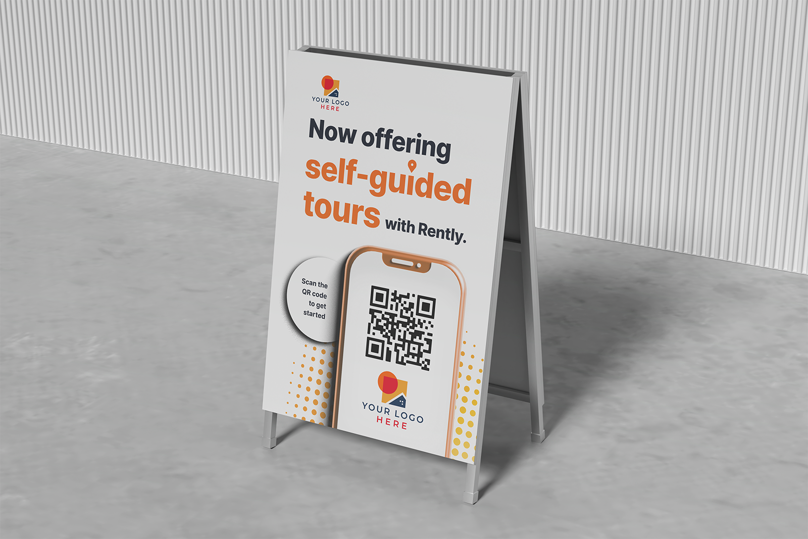 self-guided tour a-frame sidewalk sign