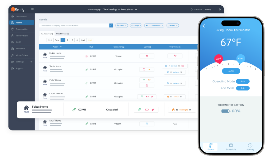 Rently smart home portal and app