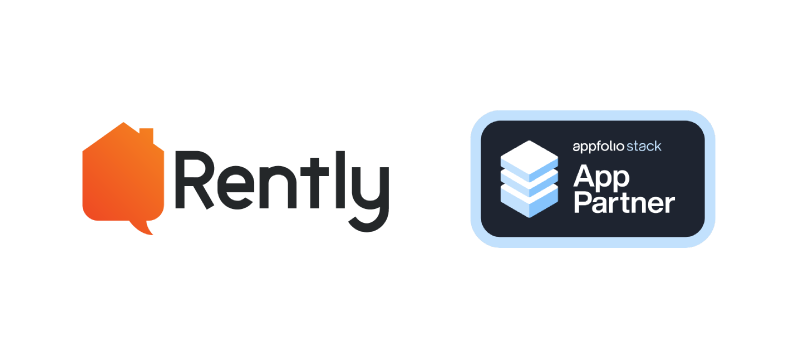Rently logo and the AppFolio Stack App Partner logo