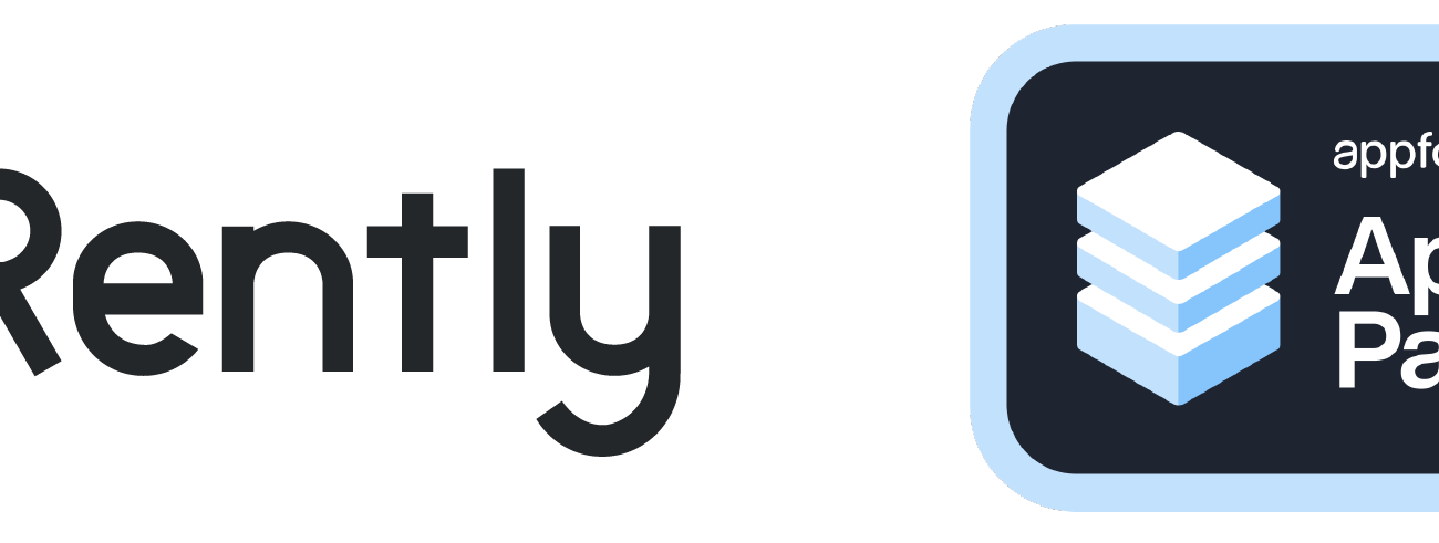 Rently logo and the AppFolio Stack App Partner logo
