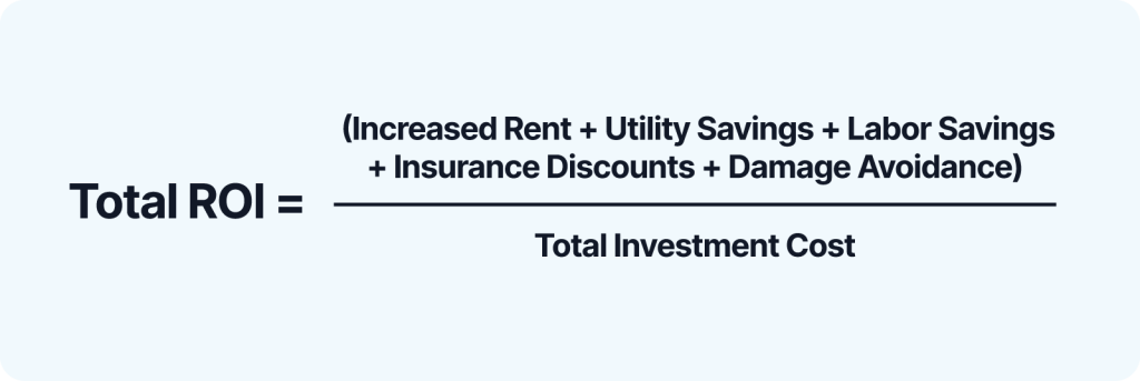 Formula for how to calculate the ROI of smart home technology