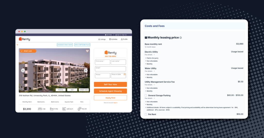 Rently and Engrain integration with rental fees on listing