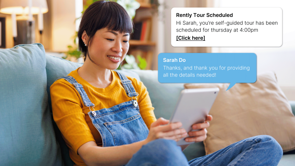 Ria AI leasing agent chat confirming tour